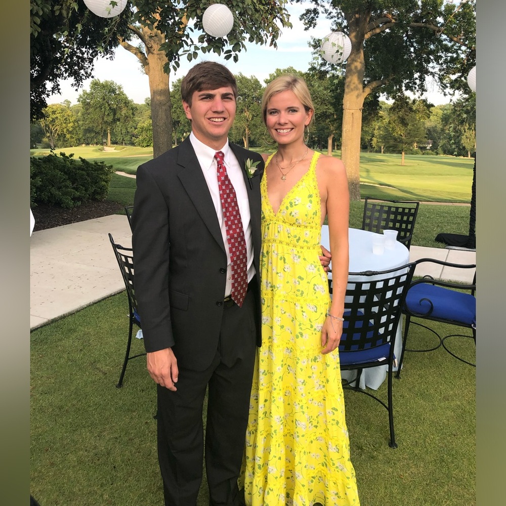 Alice + Olivia yellow maxi dress with white florals